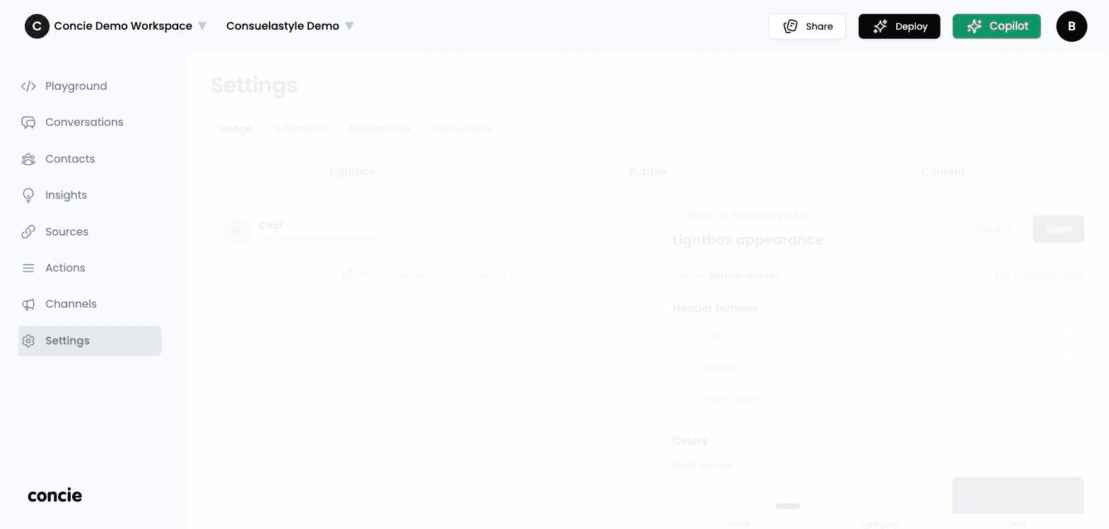 The Appearance editor