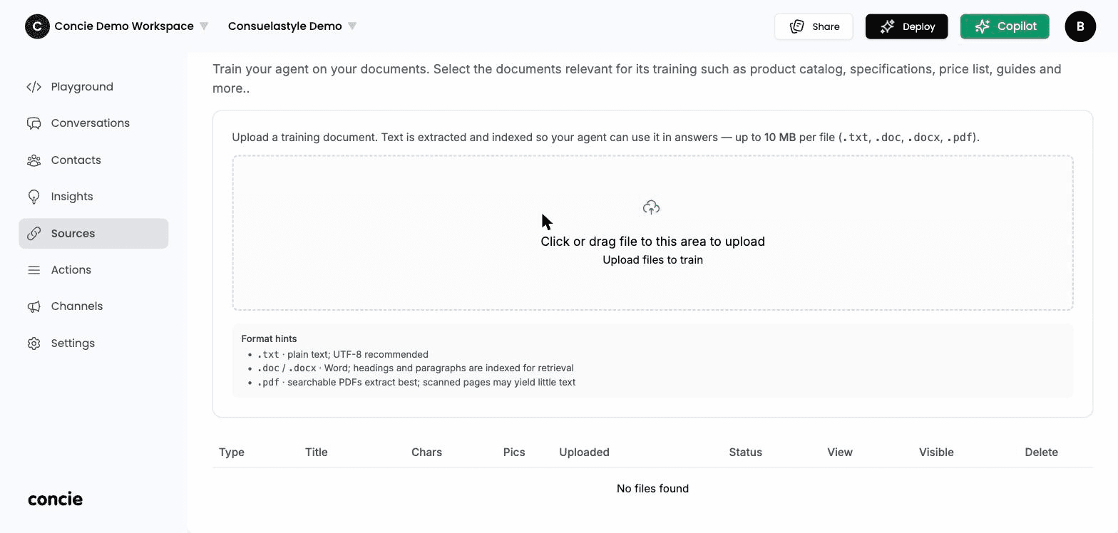 The Documents source tab